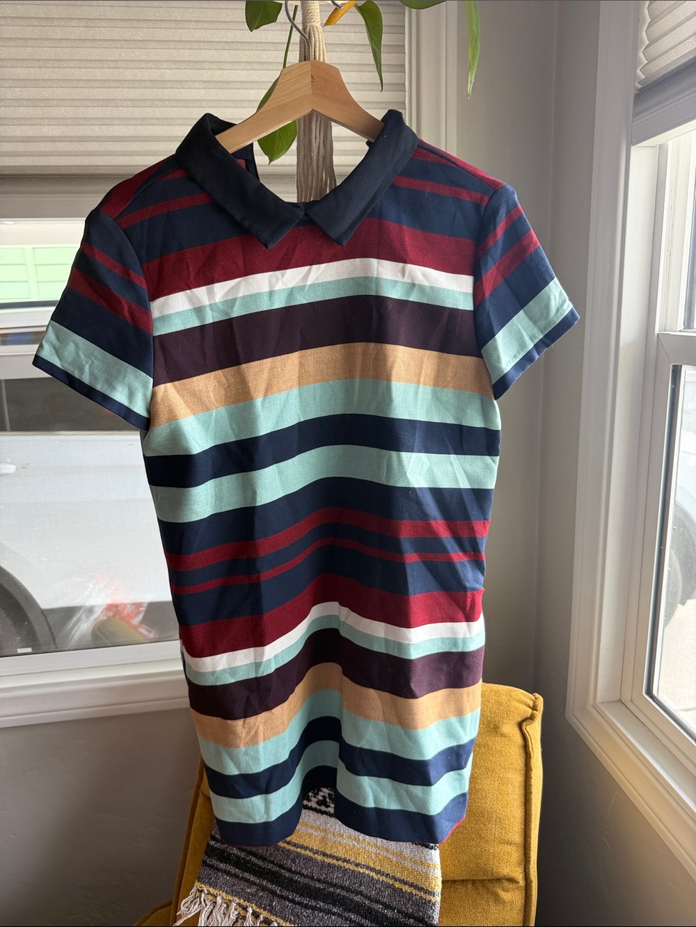 Zara Trafaluc Striped Polo Dress in Navy, Burgundy & Gray
